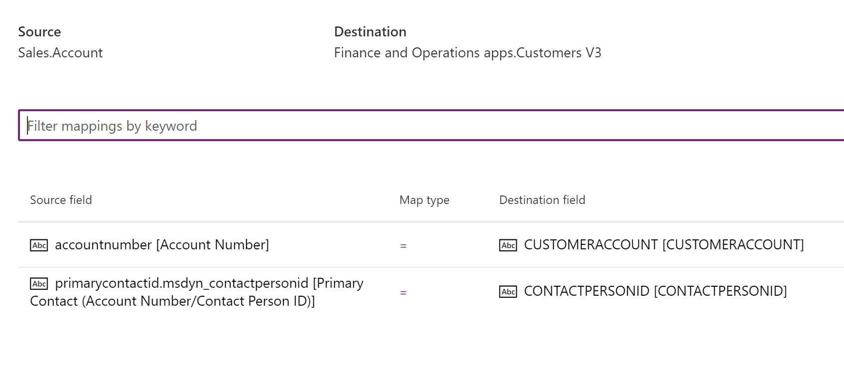 CustomerAccount と ContactPersonId を更新するためのデータ統合プロジェクト。