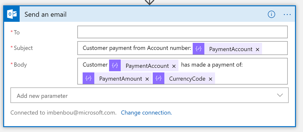 Microsoft Power Automate メールの送信アクション 