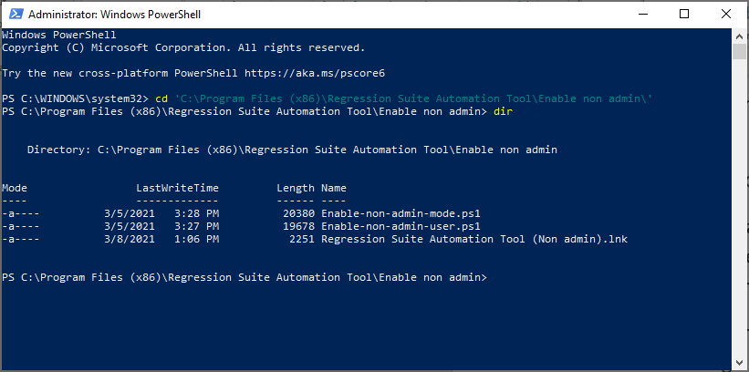 PowerShell のファイルの一覧。