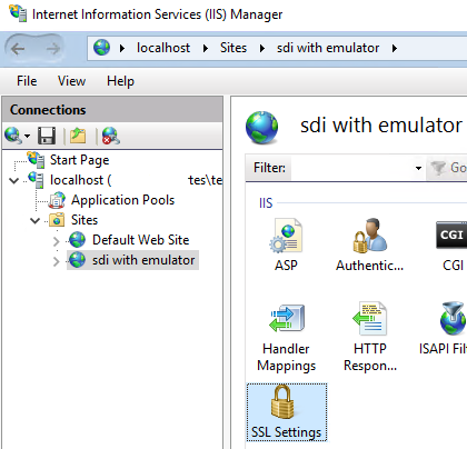 Opening the menu for SSL Settings.