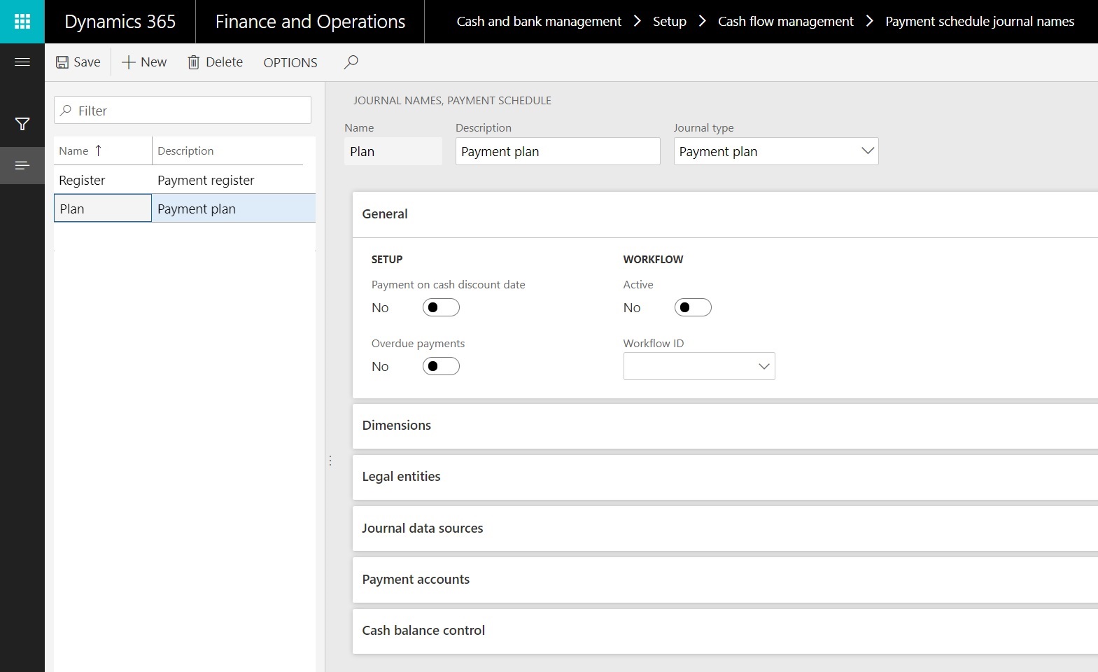 Set up a payment schedule journal.