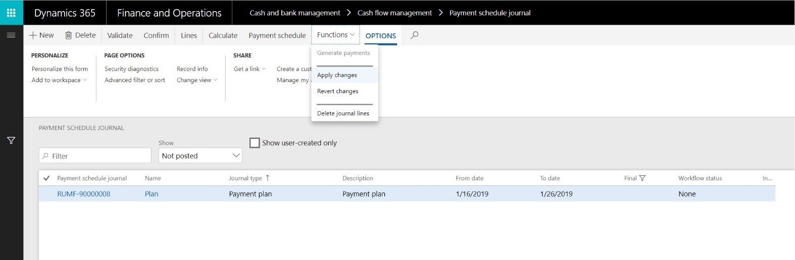 Functions for payment schedule.