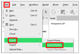 Export Model コマンド。