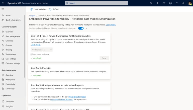 埋め込み Power BI の拡張性 - 履歴データ モデルのカスタマイズ