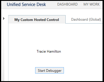 ユーザー名を表示する [My Custom Host Control] タブ。