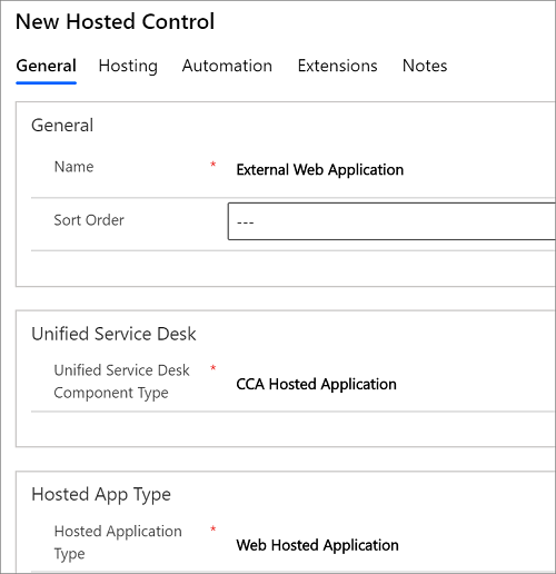 Unified Service Desk 外部アプリケーションのホスト設定。