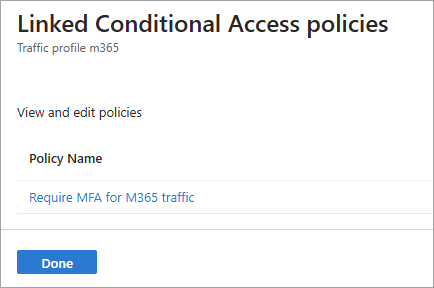 適用された条件付きアクセス ポリシーのスクリーンショット。