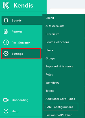 settings to SAML Configurations