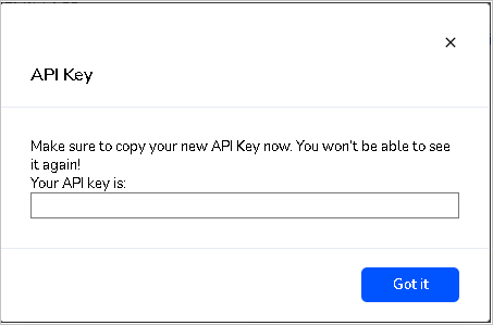 [API キーのコピー] のスクリーンショット。