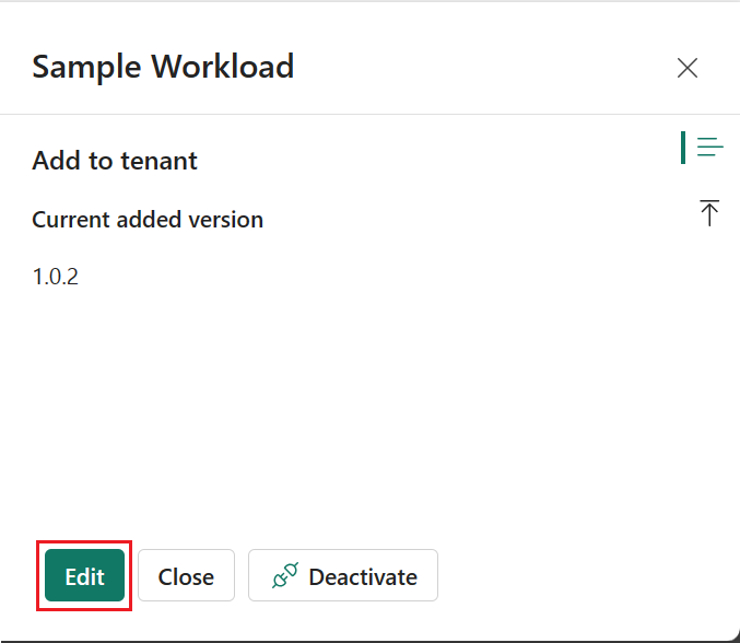 ワークロードを更新する方法を示すスクリーンショット。