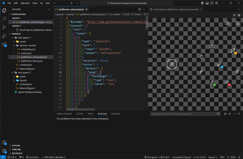 TAK エディター Visual Studio Code 拡張機能のスクリーンショット