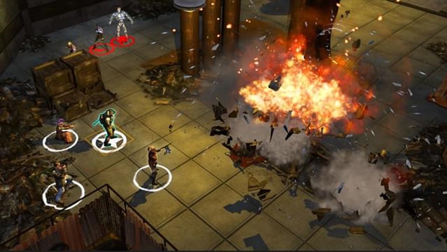 Wasteland 2 のスクリーン ショット。6 人のパーティー メンバーのキャラクターをグループとして操作しています。