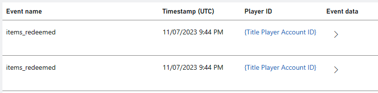 PlayStream イベント ログ