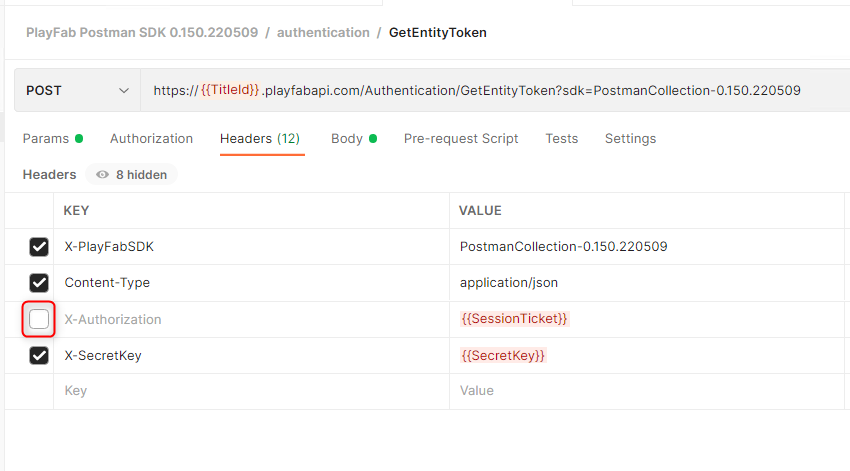 Postman エンティティ トークン ヘッダーの取得