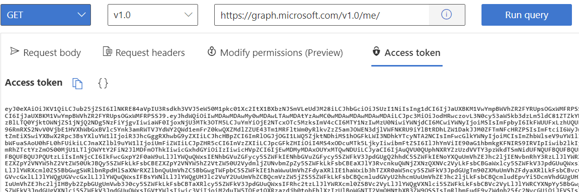 クエリ領域を強調表示している Graph エクスプローラーのスクリーンショット