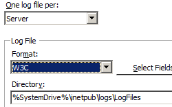 [形式] ドロップダウンが強調表示されている [ログ] 画面のスクリーンショット。