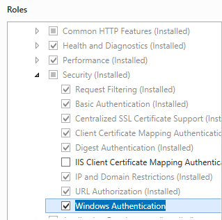 [Windows 認証] オプションが選択され、強調表示されているスクリーンショット。