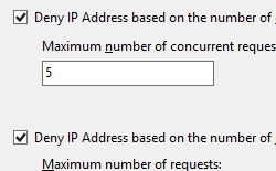 [Dynamic I P Restrictions Settings]\(動的 I P 制限設定\) ダイアログ ボックスを示すスクリーンショット。すべての変数が選択されます。