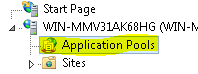 [アプリケーション プール] が選択されていることを示すスクリーンショット。