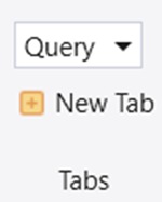 クエリの新しいタブを作成するためのオプションを示す [タブ] というタイトルの [ホーム] タブ セクションのスクリーンショット。