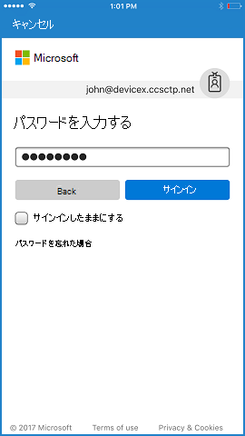 電子メールが承認されると、パスワードの入力が要求されます。