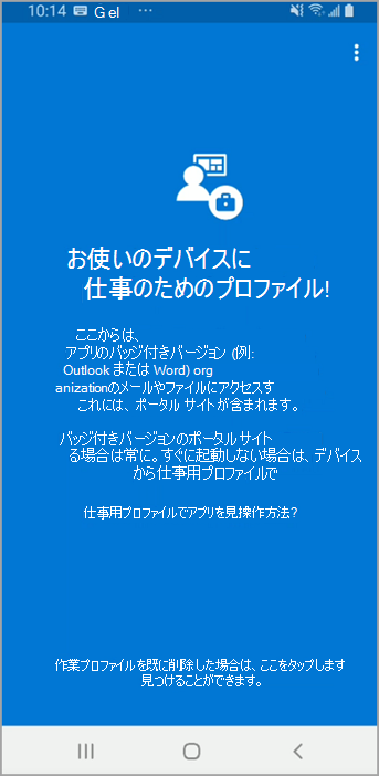 前のポータル サイト作業プロファイル画面の例。