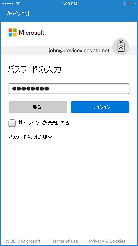 電子メールが承認されると、パスワードの入力が要求されます。