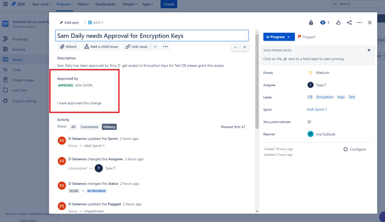 Jira 承認チケット。