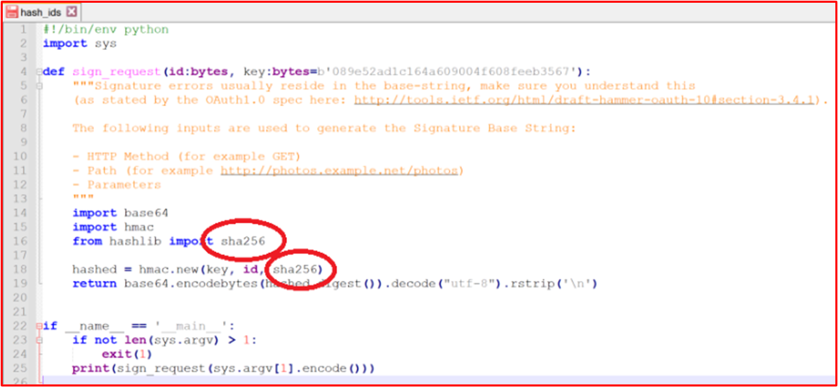 スクリーンショットは、SHA256 がハッシュ関数の一部として使用されていることを示しています