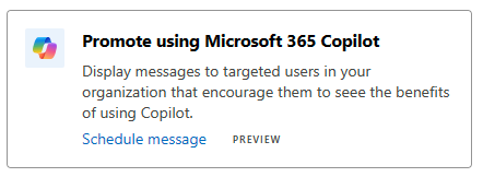 Microsoft 365 Copilot 導入の推奨事項カードを示すスクリーンショット。