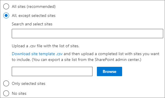 SharePoint トピック ソースのユーザー インターフェイスのスクリーンショット。