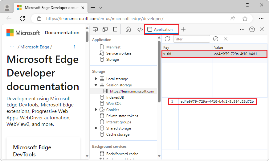 x-sid キーの値を表示する