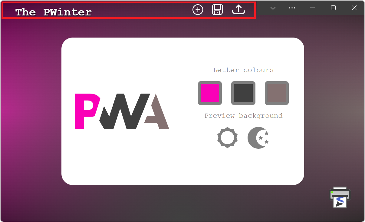 カスタム タイトル バーを含む PWA