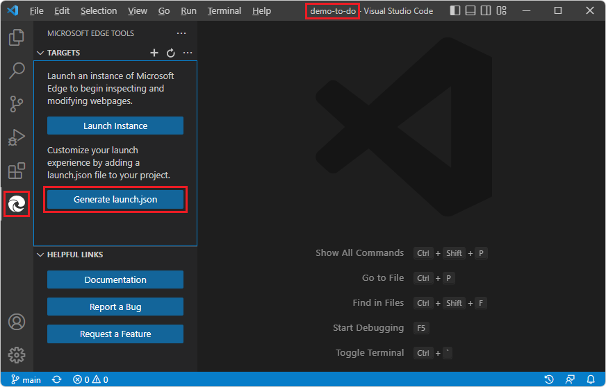 DevTools 拡張機能の [launch.jsonの生成] ボタン