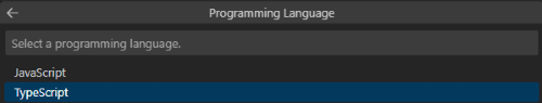 プログラミング言語の選択を示すスクリーンショット。