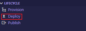 [デプロイ] の選択を示すスクリーンショット。