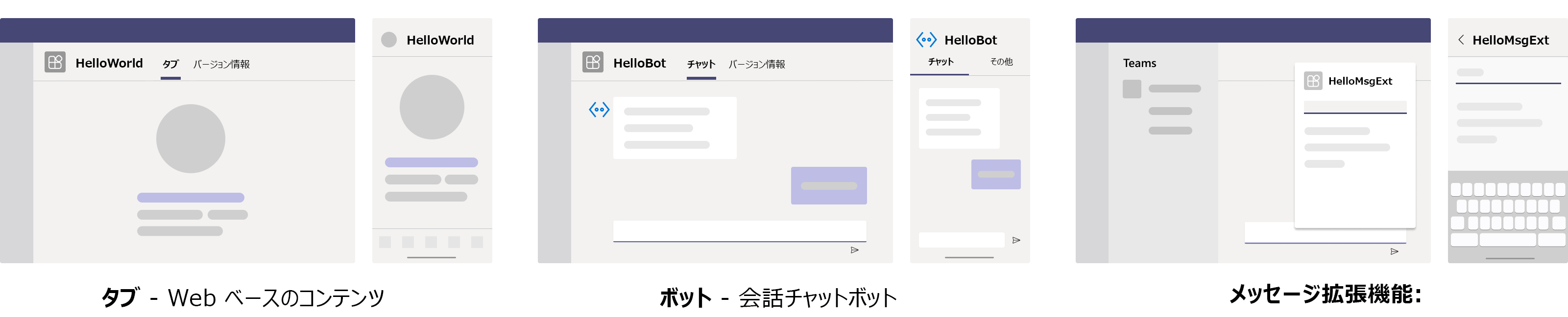 このアプリに 3 つの機能があることを示す図のスクリーンショット。