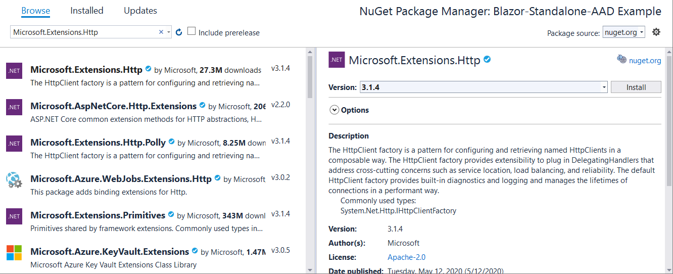 必要な NuGet パッケージのインストール。