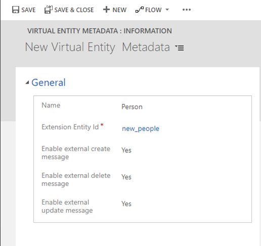 virtualentitymetadata フォーム。