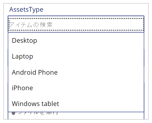 アセットタイプを入力します。