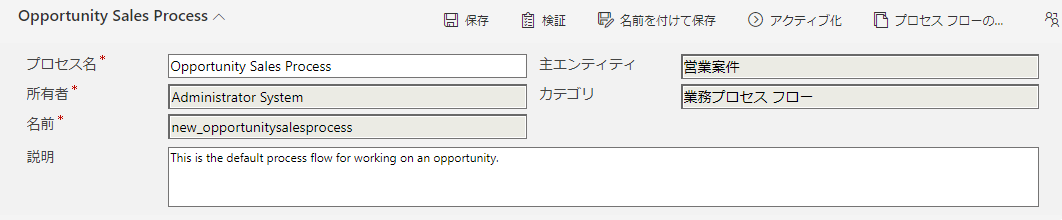 ビジネス プロセス フローについての拡張された詳細セクション。