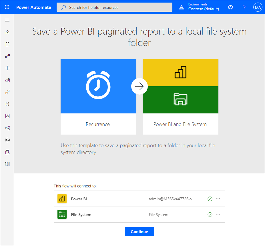 Power BI のページ分割されたレポートをローカル ファイル システムに保存します。