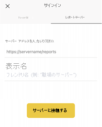 Report Server の詳細が入力された状態のスクリーンショット。