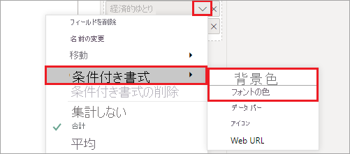 [条件付き書式] メニューの [背景色] または [フォントの色]