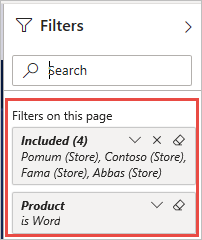 Screenshot of the Filters pane, highlighting the applied filters.