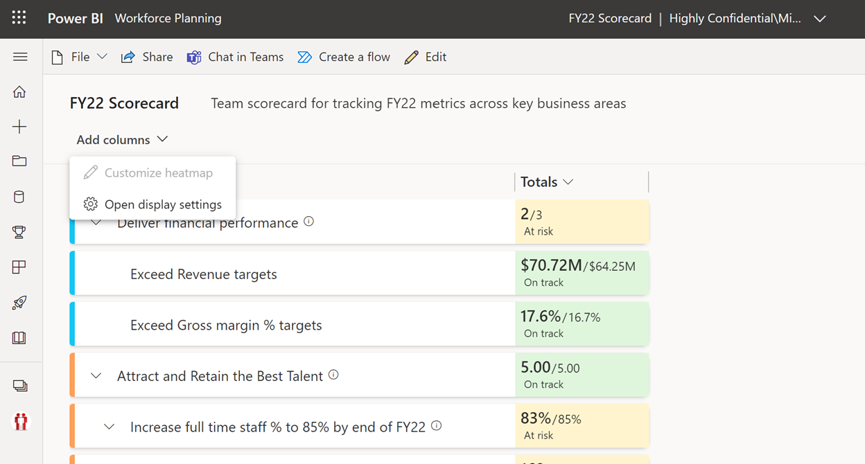 A screenshot of heatmap view display settings entry point.