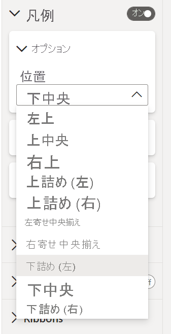 新しい凡例の場所オプションを示すスクリーンショット。