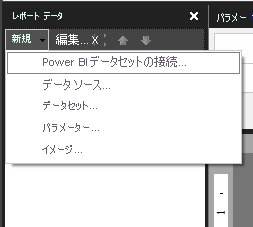 新しいデータセット接続を示すスクリーンショット。