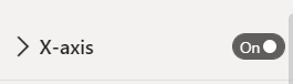 X 軸の [オン] スライダーのスクリーンショット。