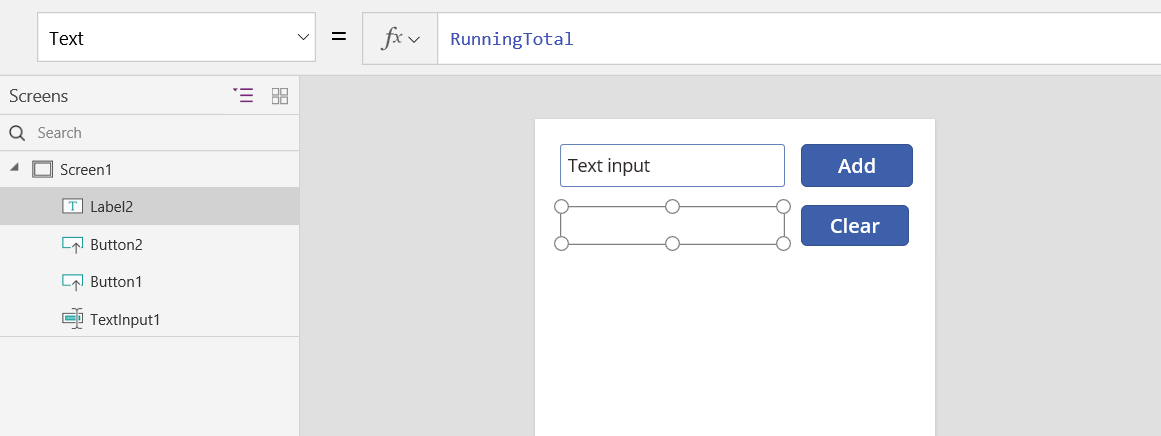 ラベルの Text プロパティを変数の名前に設定します。